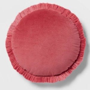 THRESHOLD NEW round velvet fringe pillow  -intense pink